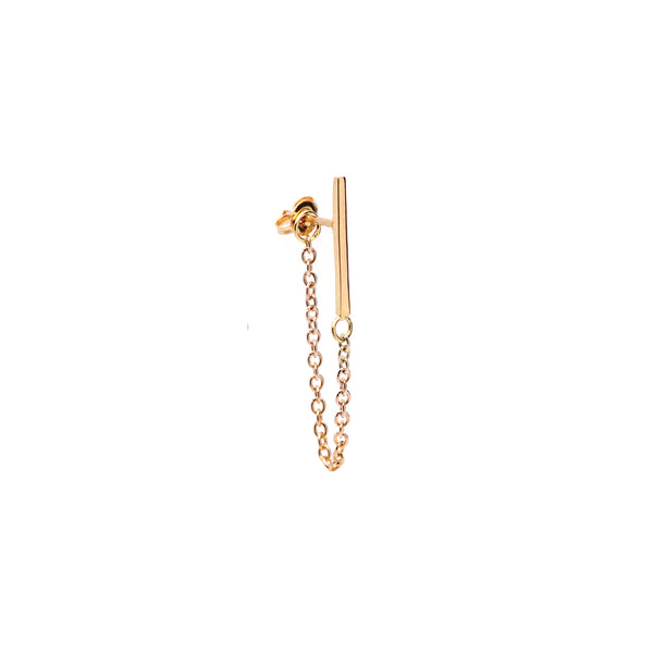 The Classic Bar Earring w/Chain 18Ct Gold