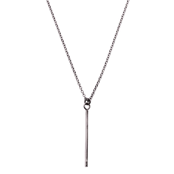 The Classic Bar 18Ct Gold Necklace Black with Diamonds